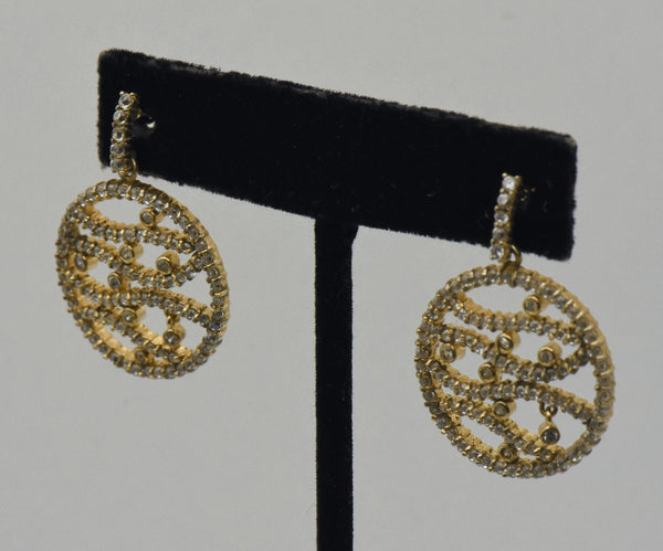 Vintage Gold Tone Sterling Silver Rhinestone Earrings