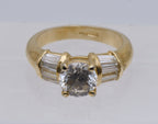 Vintage Gold Tone Sterling Silver Cubic Zirconia Ring - Size 7