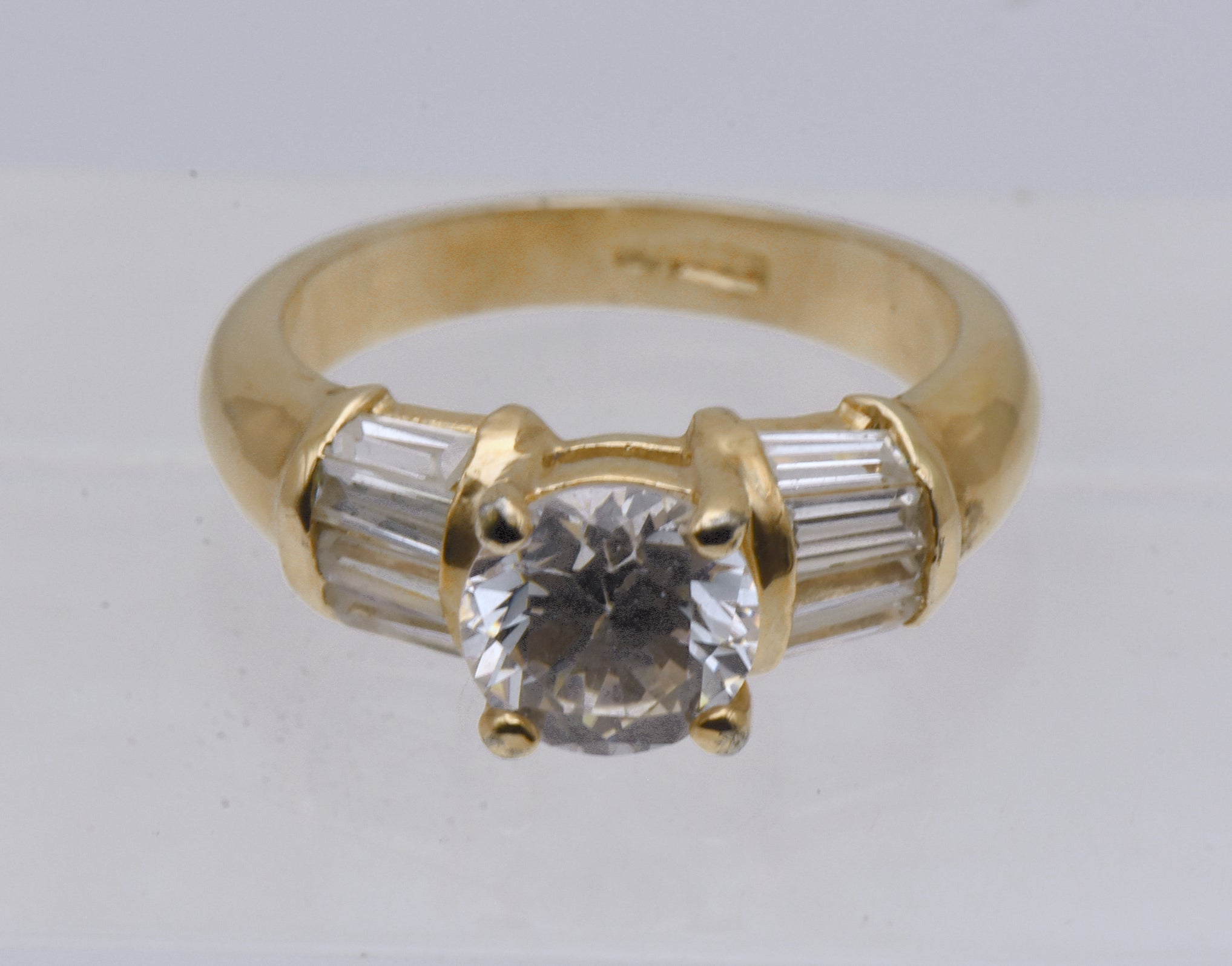 Vintage Gold Tone Sterling Silver Cubic Zirconia Ring - Size 7
