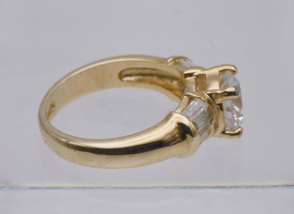 Vintage Gold Tone Sterling Silver Cubic Zirconia Ring - Size 7