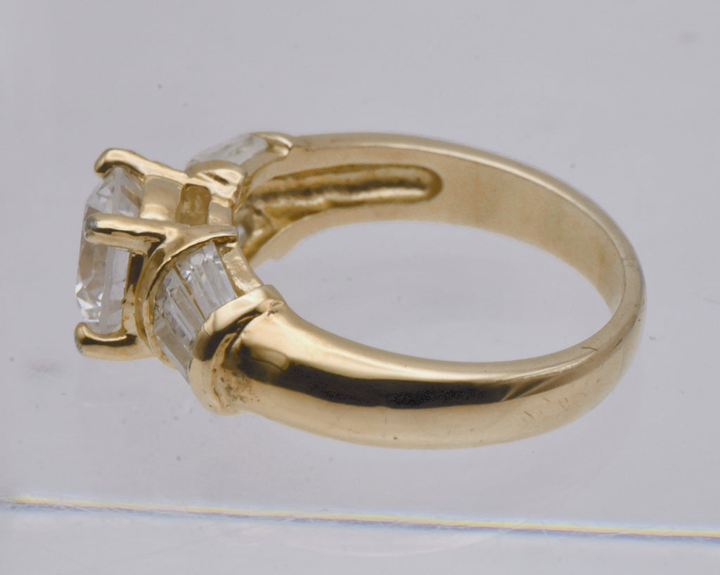 Vintage Gold Tone Sterling Silver Cubic Zirconia Ring - Size 7