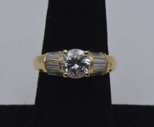 Vintage Gold Tone Sterling Silver Cubic Zirconia Ring - Size 7