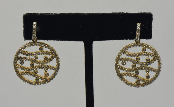 Vintage Gold Tone Sterling Silver Rhinestone Earrings