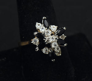 Vintage Gold Plated Rhinestone Ring - Size 9