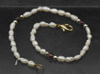 Freshwater Rice Pearl and Garnet Bracelet