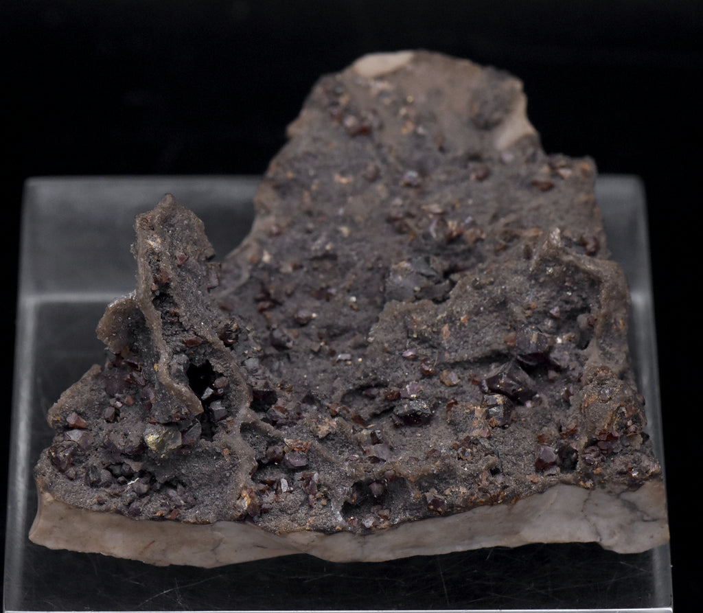 Garnet and Druze with Pyrite on Matrix Mineral Specimen