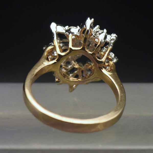 Vintage Gold Plated Rhinestone Ring - Size 9