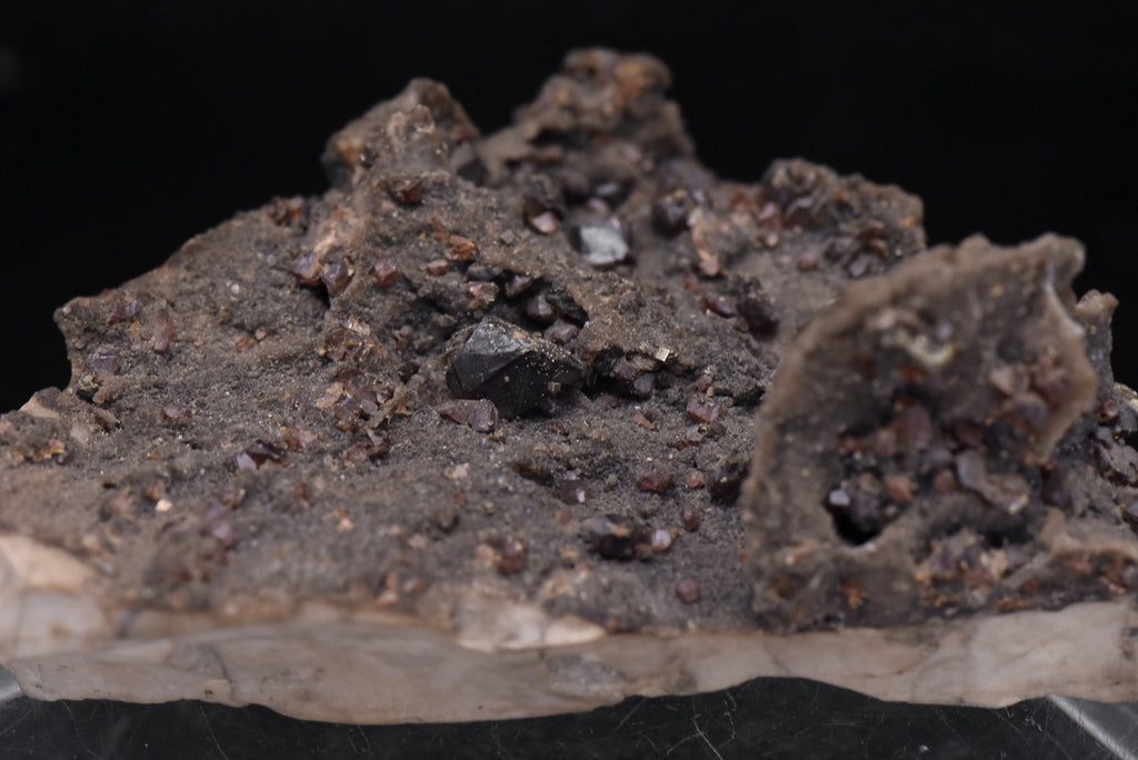Garnet and Druze with Pyrite on Matrix Mineral Specimen
