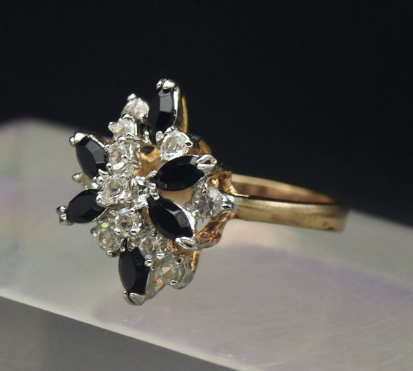 Vintage Gold Plated Rhinestone Ring - Size 9