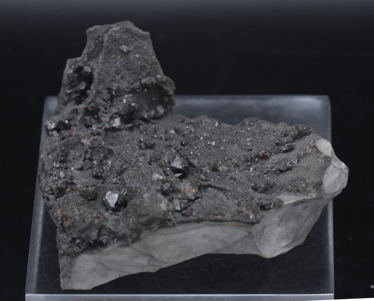 Garnet and Druze with Pyrite on Matrix Mineral Specimen