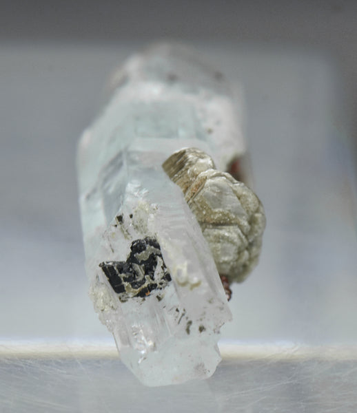 Aquamarine Crystal with Red Garnets and Mica Mineral Specimen - Pakistan