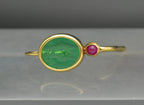 UNMATCHED Vintage 14k Gold Intaglio Glass and Ruby Earring