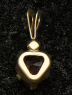 Vintage 10k Gold Heart Garnet and CZ Tiny Pendant