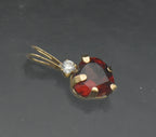 Vintage 10k Gold Heart Garnet and CZ Tiny Pendant