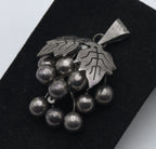 Vintage Handmade Dangling Grape Cluster Sterling Silver Pendant