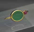 UNMATCHED Vintage 14k Gold Intaglio Glass and Ruby Earring