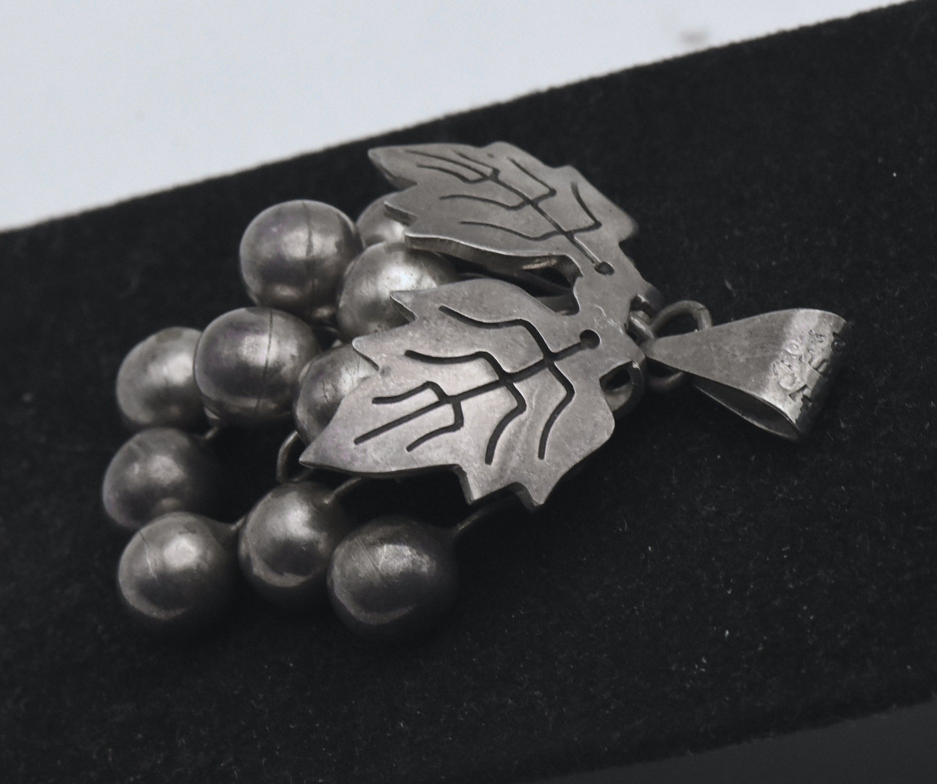 Vintage Handmade Dangling Grape Cluster Sterling Silver Pendant
