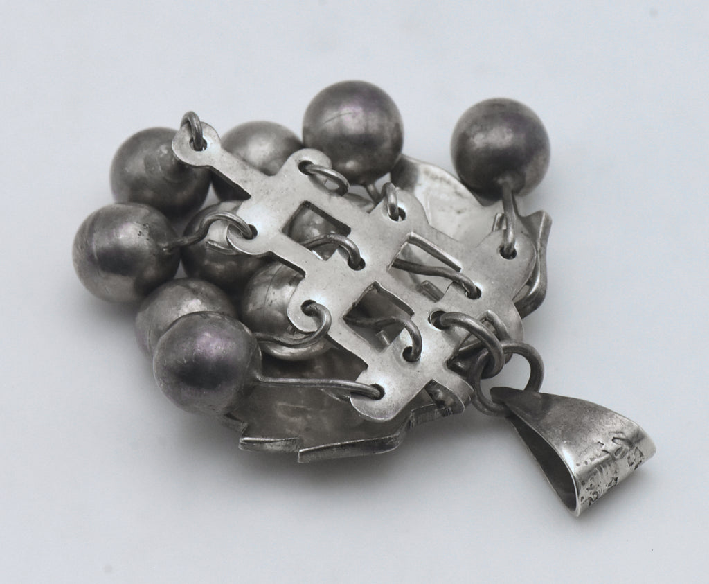 Vintage Handmade Dangling Grape Cluster Sterling Silver Pendant