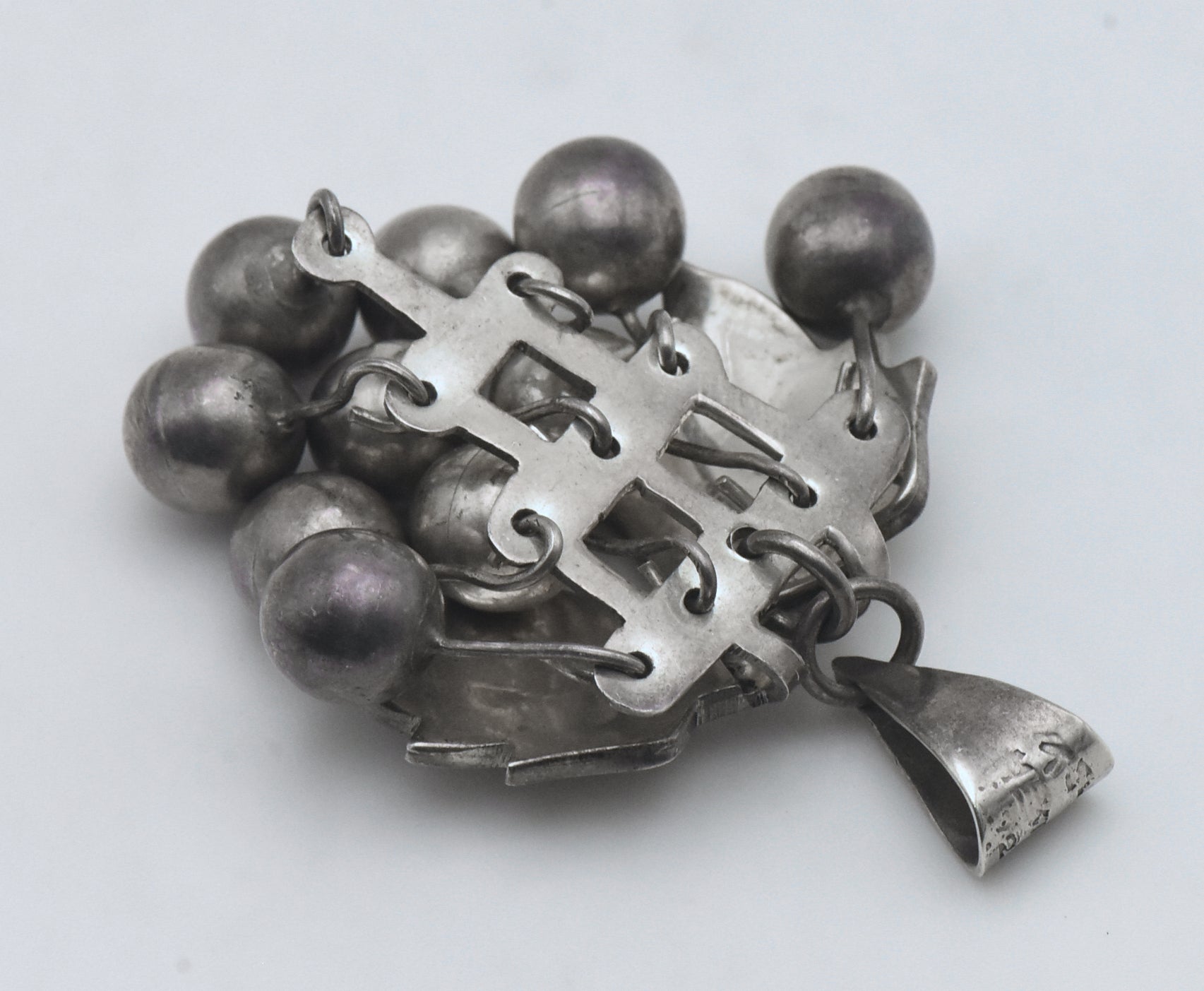 Vintage Handmade Dangling Grape Cluster Sterling Silver Pendant