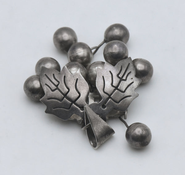 Vintage Handmade Dangling Grape Cluster Sterling Silver Pendant