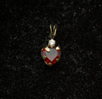 Vintage 10k Gold Heart Garnet and CZ Tiny Pendant