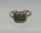 Vintage Sterling Silver Gray Diamonds Ring - Size 6