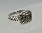 Vintage Sterling Silver Gray Diamonds Ring - Size 6