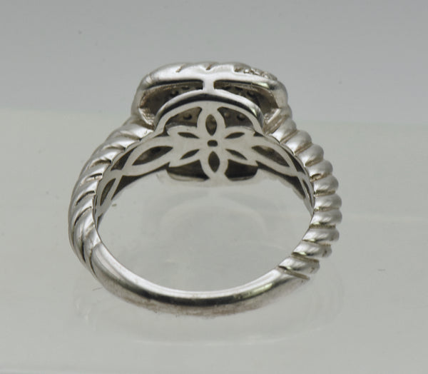 Vintage Sterling Silver Gray Diamonds Ring - Size 6