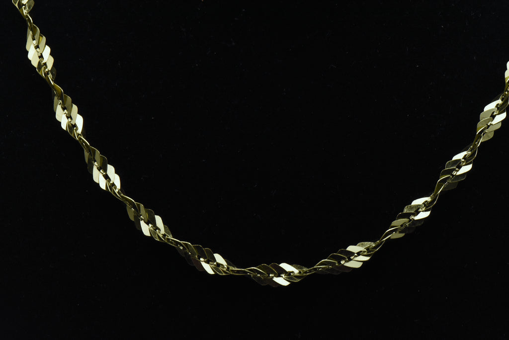 Vintage Italian Green Tone Sterling Silver Tinsel Link Chain Necklace - 18"