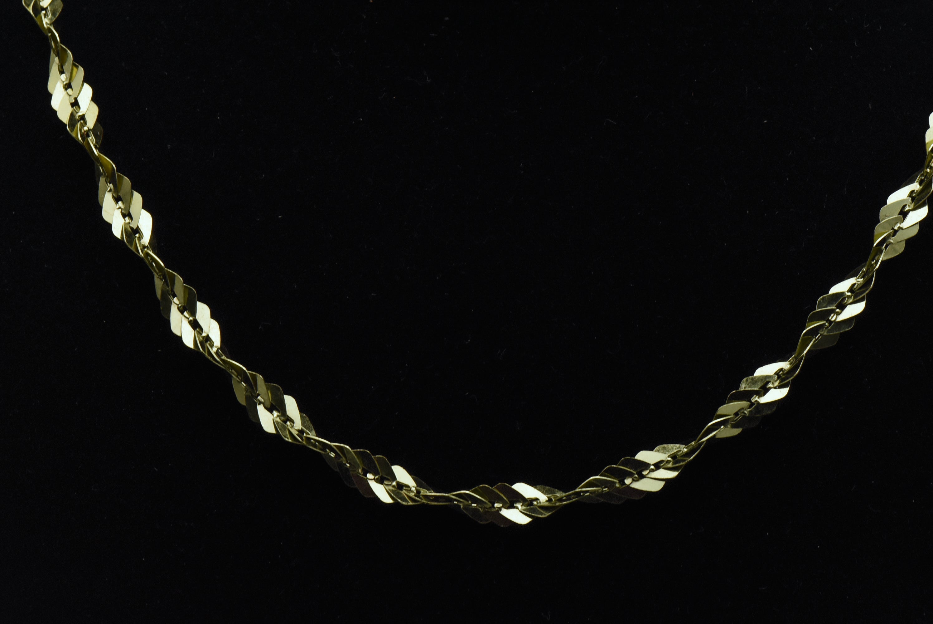 Vintage Italian Green Tone Sterling Silver Tinsel Link Chain Necklace - 18"