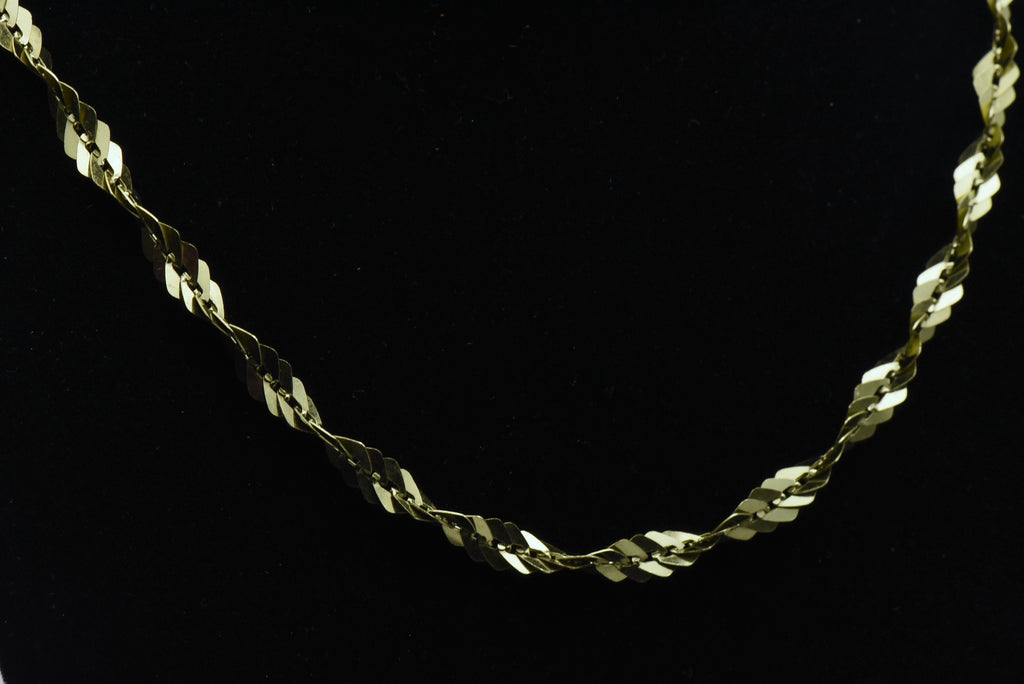 Vintage Italian Green Tone Sterling Silver Tinsel Link Chain Necklace - 18"