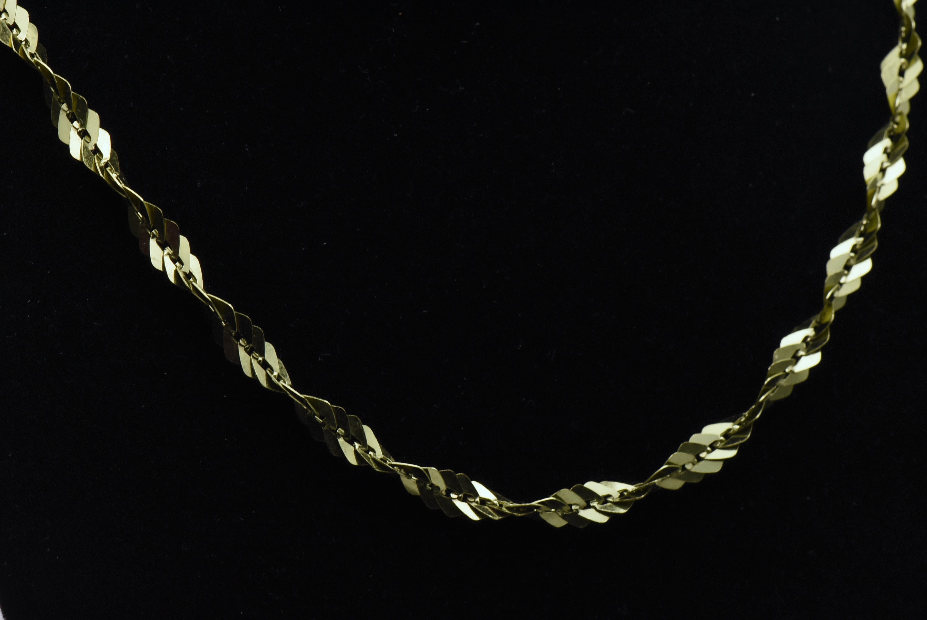 Vintage Italian Green Tone Sterling Silver Tinsel Link Chain Necklace - 18"