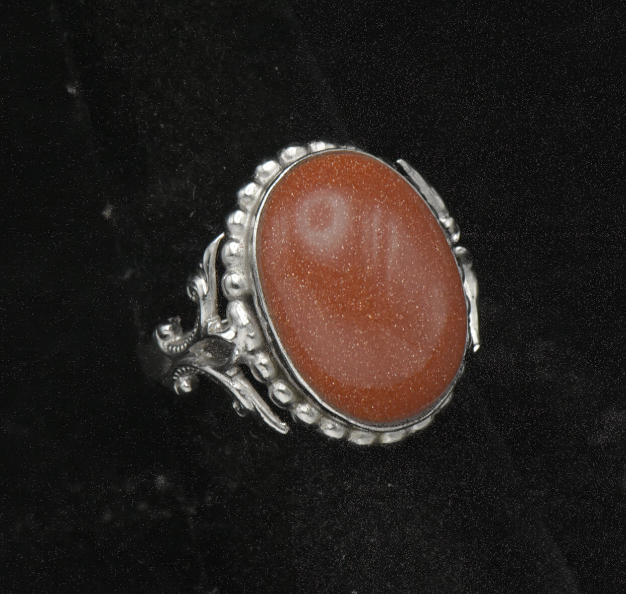 Uncas - Vintage Sterling Silver Goldstone Ring - Size 7.75