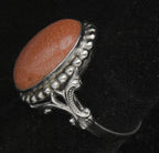 Uncas - Vintage Sterling Silver Goldstone Ring - Size 7.75