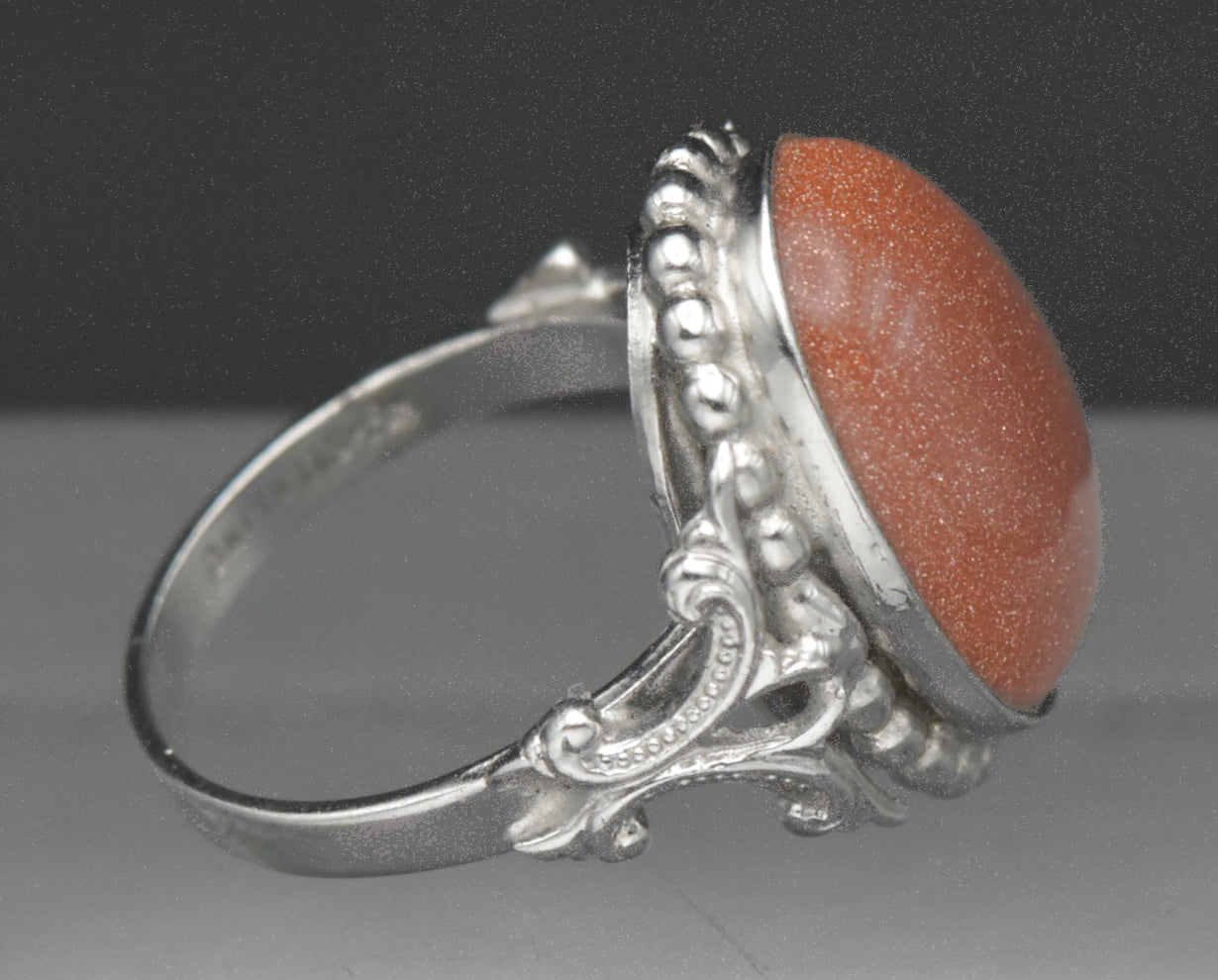 Uncas - Vintage Sterling Silver Goldstone Ring - Size 7.75