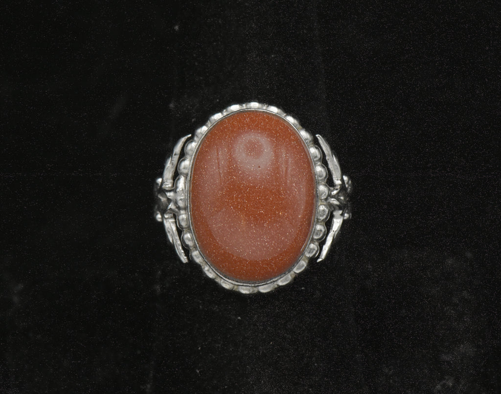 Uncas - Vintage Sterling Silver Goldstone Ring - Size 7.75