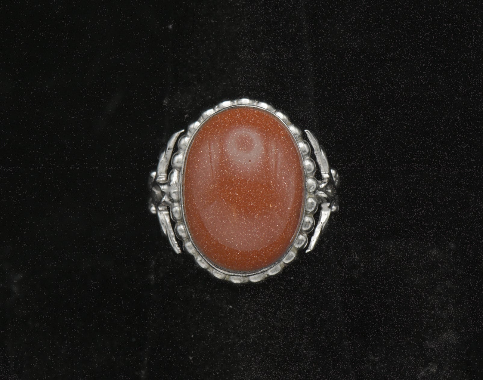 Uncas - Vintage Sterling Silver Goldstone Ring - Size 7.75