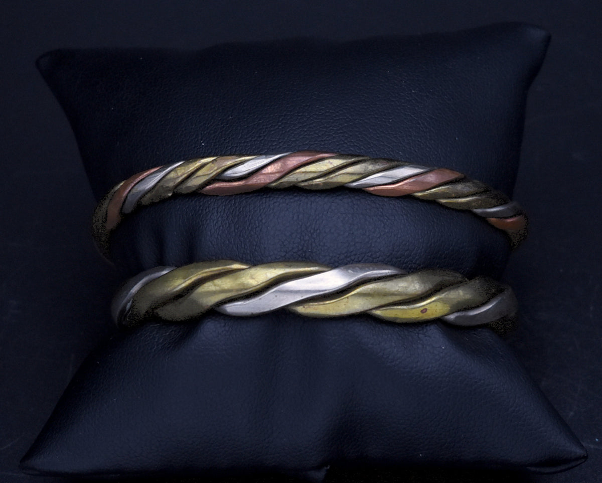 Vintage Pair of Handcrafted Braided Metal Bracelets