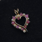 Ross-Simons - Vintage Rubies and Diamonds Gold Tone Sterling Silver Heart Pendant