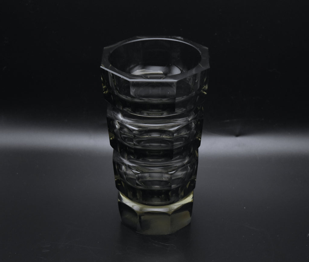 Moser - Vintage Josef Hoffman Smoked Faceted Glass Vase - AS IS