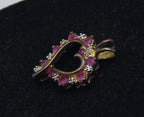 Ross-Simons - Vintage Rubies and Diamonds Gold Tone Sterling Silver Heart Pendant