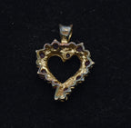 Ross-Simons - Vintage Rubies and Diamonds Gold Tone Sterling Silver Heart Pendant