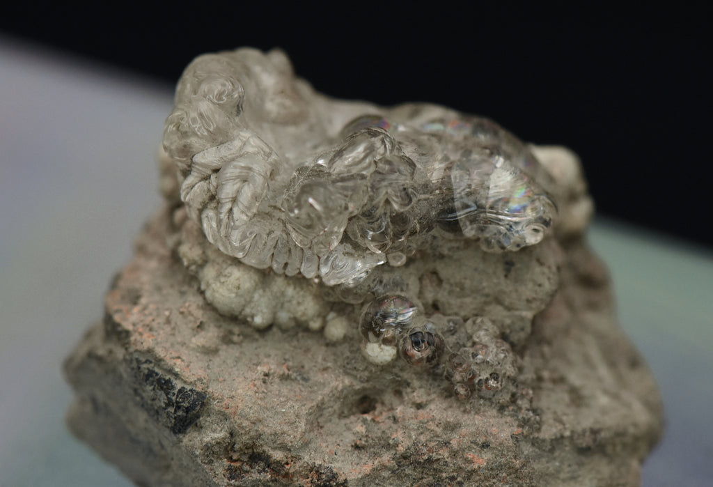 Hyalite on Matrix Mineral Specimen - Czechia