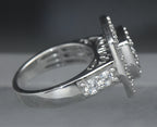 Vintage Sterling Silver Square Halo CZ Ring - Size 7