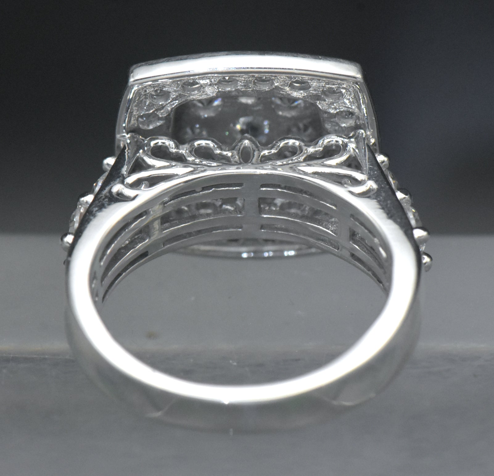 Vintage Sterling Silver Square Halo CZ Ring - Size 7