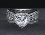 Sterling Silver Heart Cut Cubic Zirconia Halo Ring - Size 6