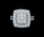 Vintage Sterling Silver Square Halo CZ Ring - Size 7