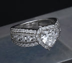 Sterling Silver Heart Cut Cubic Zirconia Halo Ring - Size 6