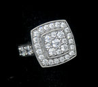 Vintage Sterling Silver Square Halo CZ Ring - Size 7
