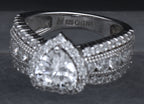 Sterling Silver Heart Cut Cubic Zirconia Halo Ring - Size 6